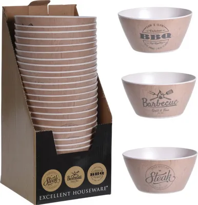 Produktbild von Set mit 3 Schüsseln Excellent Houseware, Melamin, 14,5 x 7 cm, braun