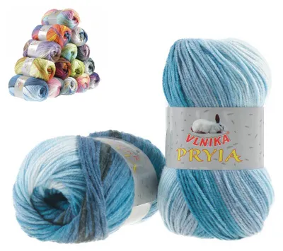 100g Farbverlaufsgarn PRYIA Strickwolle blau weiß