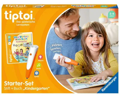 Zdjęcie produktu dla Ravensburger tiptoi zestaw startowy 00113: Pióro i słówka z książeczką obrazkową do nauki przedszkolnej dla dzieci w wieku od 3 lat