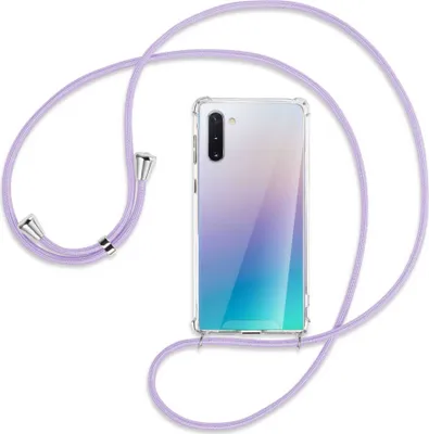 Produktbild von Handykette Backcover-Schutzhülle mit Band (Metall silberfarben) für Samsung Galaxy Note 10 (N970) - violett
