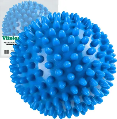 Zdjęcie produktu dla Vitolog Piłka do masażu mięśni ciała rolowania piłeczka rehabilitacyjna z kolcami piłka Lacrosse | ok. 7,5 cm, niebieska, idealna do fizjoterapii