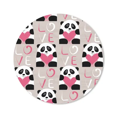 Produktbild von MuchoWow® Mauspad Mousepad Herzen - Panda - Muster 30x30 cm - Mousepads - Maus Mat - Pad - Mausunterlage - Tischunterlage - Schreibtischmatten