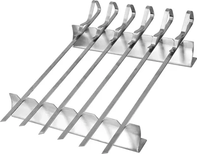 Produktbild von LANDMANN Schaschlik-Set 6er Edelstahl – flache Grillspieße ca. 42×15×3 cm für Fleisch und Gemüse hitzebeständig und sicher beim Wenden