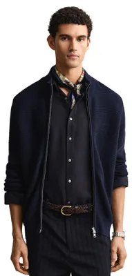 Produktbild von Gant Strickjacke dunkelblau aus Baumwolle normale Passform