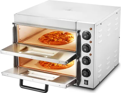 Zdjęcie produktu dla SucceBuy Zaawansowany komercyjny piec do pizzy - 16" podwójny pokład, stal nierdzewna, elektryczne wypieki Delight