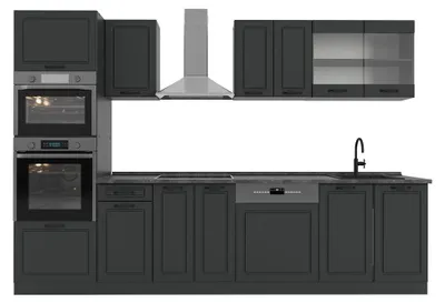 Image de Cuisine Vicco R-Line Anthracite campagne 300cm avec armoire haute, PT Anthracite, Model 54005