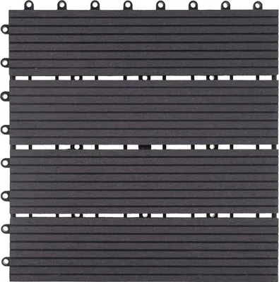 Produktbild von Famanu WPC Fliese Rhone, Holzoptik für Balkon/Terrasse, 11x 30x30cm = 1m² - Anthrazit linear