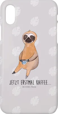 Produktbild von Mr. & Mrs. Panda Iphone 10 Handyhülle Faultier Kaffee - Grau Pastell - Geschenk, Cover, Hülle, X, Coffee, Morgenmuffel, Handy