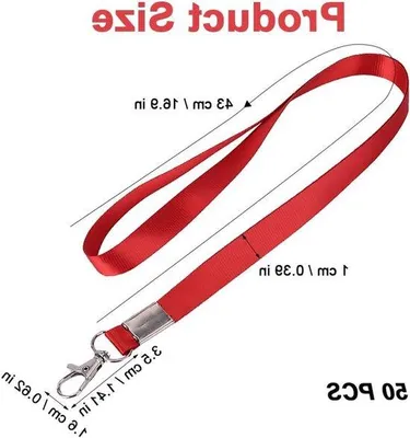 Obrázok produktu pre 50 ks šnúrok na krk s otočnou sponou pre deti – červené – šnúrka na krk 43 cm s pútkom na zavesenie pre identifikačné karty