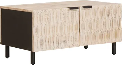 Image de Table basse Blanc 80 x 50 x 40 cm Bois de mangue massif