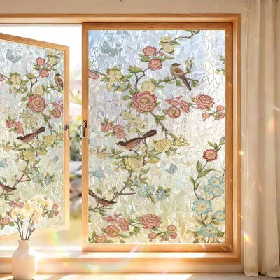 Image de Film pour fenêtre - Lot de 2 - 45 x 120 cm - Film décoratif effet vitrail - Film d'intimité - Adhésif statique, sans colle - Pour fenêtres, salons, bureaux - E