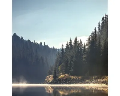 Produktbild von Glasbild Bergsee II im skandinavischen Stil 20x20 cm