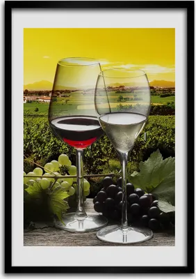 Produktbild von Bild - Bilderrahmen - 50 cm x 70 cm - MDF - Rahmen - Wandkunst Wein und Trauben