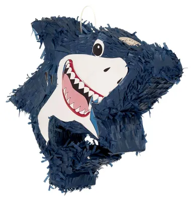 Produktbild von Piñata Hai Blau 45 x 36 cm zum Befüllen – Partyspiel für Kindergeburtstage