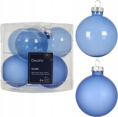 Produktbild von 6er Set Glasbomben glatt matt blau 6cm