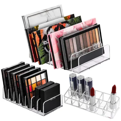 Produktbild von Kosmetik-Organizer für Lidschatten, transparenter Acryl-Make-up-Palettehalter, 2 Größen, Aufbewahrungsboxen für Lippenstift und Nagellack, Acryl-Aufbewahrungsboxen, Palettenhalter für den Schminktisch, 2 Stück
