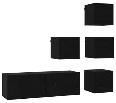 Produktbild von vidaXL TV-Schrankset 5 pcs 100 x 30 x 30 cm Schwarze Eiche