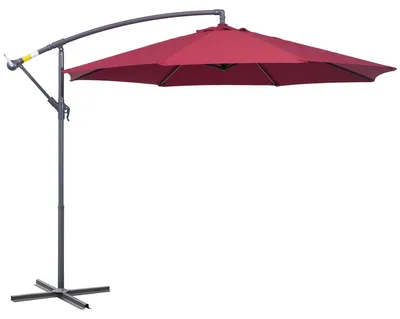 Produktbild von Garten Sonnenschirm - Ampelschirm 3 x 2,5 m - Kippbarer Arm - Kurbel - Seitenmast - Dunkelrot