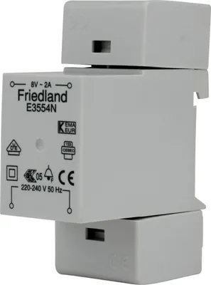 Produktbild von Friedland E3554N, 220 - 240 V, 50 Hz, 8 V, 2 A, Grau, 34 mm