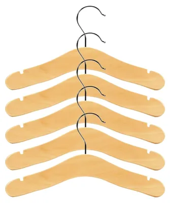 Produktbild von 5 Stück Kinderkleiderbügel aus massivem Holz – Robuste Babybügel mit rutschfestem Design für Neugeborene und Kleinkinder