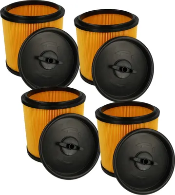 Produktbild von vhbw 4x Faltenfilter kompatibel mit Parkside PNTS 35/5, 30/4, 30/6, 30/9, 30/7, 91099009, 30/8, 91092030 Staubsauger - Patronenfilter Gelb Schwarz