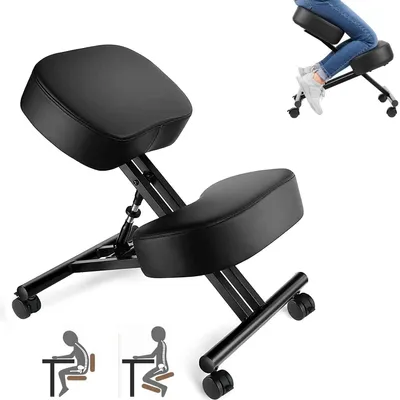 Obrázek produktu pro Kancelářská židle - Ergonomická otočná židle - S nastavitelnou výškou - Polstrovaná - Černá