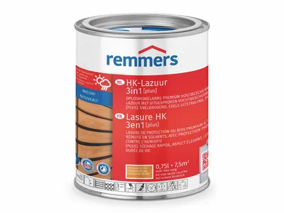 Produktbild von Remmers HK-Lasur 3 in 1 PLUS | 0,75 Liter | Douglas – Kombinationsvorteil mit Blockpinsel