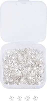 Produktbild von 500 Stück 6-mm-Abstandsperlenkappen, Mini-polierte harte Mehrfach-Abstandskappen für die Handarbeit-Silber