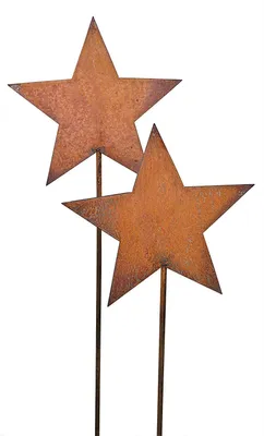 Produktbild von Gartenstecker Stern Set aus Edelrost Metall Rost Gartendekorationige Weihnachten Sterne rostige Gartendekoration (2 x 118cm)