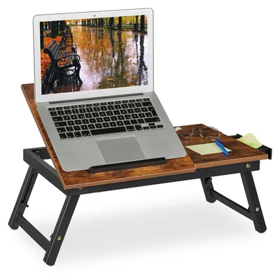 Produktbild von Laptoptisch Betttisch Schoßtisch - Klappbar - 61 x 35 cm - Dunkelbraun und Schwarz - Für Sofa und Bett