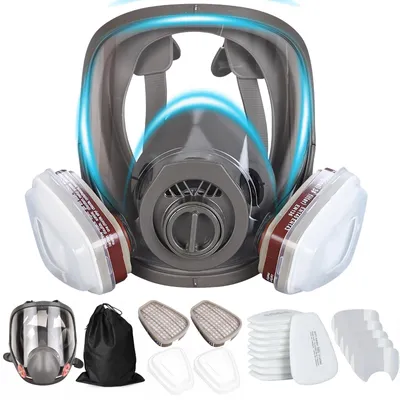 Immagine prodotto di Copertura professionale riutilizzabile - Maschera protettiva per verniciatura - Protezione contro gas/vapori - Filtro - Mascherina respiratoria - Fasce regolabili - Design leggero