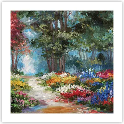 Produktbild von Poster - Poster ohne Rahmen - Impressionismus Natur Wald - 50x50 cm - Wand Bild - Wanddeko - Wandbilder - Kunstposter - Wandposter - Bilder - Kunstdruck - Wanddekoration - Wandbild - P2XAC50x50-4271