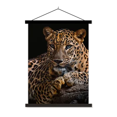 Produktbild von MuchoWow® Textilposter Wildtiere - Panther - Porträt - Schwarz - Tiere 90x120 cm mit schwarzem Rahmen - Dekoration