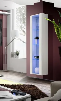 Produktbild von Hänge Vitrine Weiß Schrank Möbel Wohnzimmer Einrichtung Holz Luxus