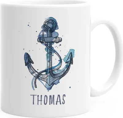 Produktbild von personalisierte Kaffee-Tasse mit Namen Anker Namenstasse persönliche Geschenke für Männer SpecialMe® weiß Keramik-Tasse