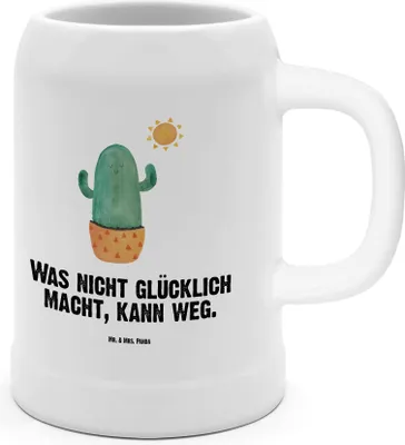 Produktbild von Mr. & Mrs. Panda Bierbecher Kaktus Sonne - Weiß - Geschenk, Humpen, Krug, Trennung, Sonnenschein, Ehebruch, Steinbierkrug, Steinkrug, Bier Seidel, Liebeskummer