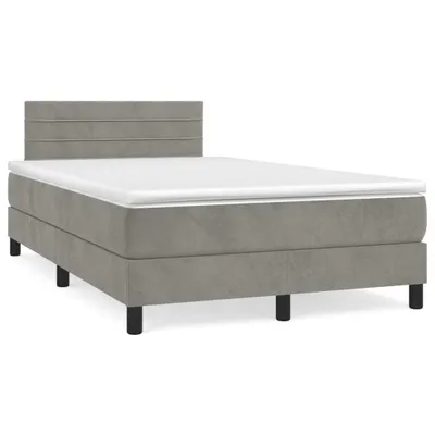 Image de vidaXL Lit boxspring avec matelas gris clair 120x200 cm velours