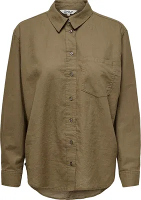 Produktbild von Oversized Leinen Basic Hemd Bluse Langarm Business Tunika Shirt ONLTOKYO | XS