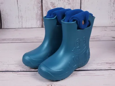 Produktbild von Camminare Kinder Ultraleicht Gummistiefel Frosch Gefüttert mettalic blau mit blaue Einlage 32/33