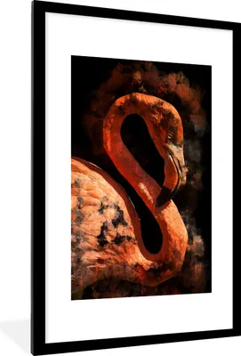 Produktbild von MuchoWow® MuchoWow® Gerahmtes Poster Porträt - Rosa - Flamingo 60x90 cm - Poster mit zchwarzem Bilderrahmen - Dekoration - Wandposter Wohnzimmer - Hochwertig