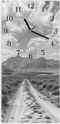 Produktbild von Wanduhr aus Glas mit Motiv Gebirgspanorama- 30 x 60 cm - inkl. Aufhängesystem