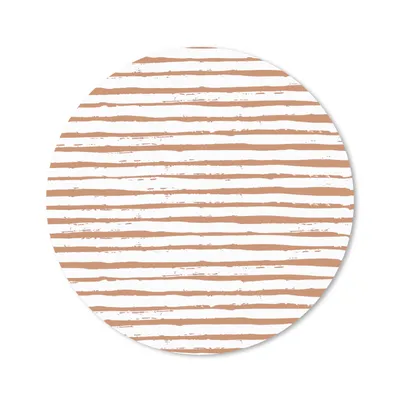 Produktbild von MuchoWow® Mauspad Mousepad Streifen - Weiß - Braun 20x20 cm - Mousepads - Maus Mat - Pad - Mausunterlage - Schreibtischmatte