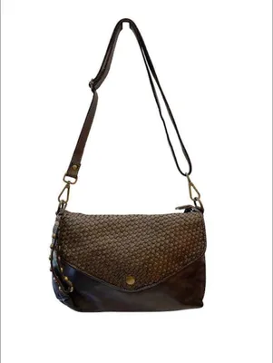 Produktbild von BZNA Bag Donia Braided Braun Clutch Italy Designer Umhängetasche Schultertasche Neu