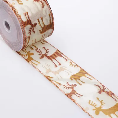 Produktbild von Dekoband "Elch" - creme-braun - 60mm - 10m - 92110-60-10-80