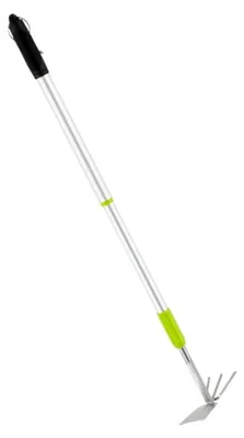 Produktbild von Doppelhacke aus Stahl mit Teleskopstiel bis 76 cm, 2 in 1 Gartenwerkzeug, Hacke und Grubber