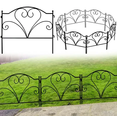 Gartenzaun 45x50 cm, 5 Paneele, 2,5 m Gesamtlänge, Metall, schwarz