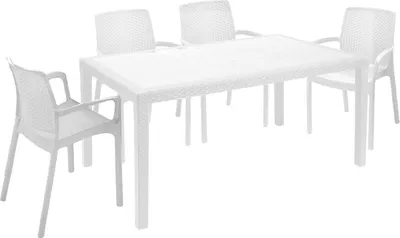 Produktbild von Dmora Terrassenset Weiß für 4 Personen mit Tisch