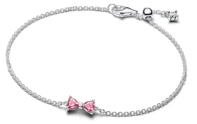 Obrázok produktu pre Náramok Pandora s retiazkovým zapínaním a ružovou mašľou, striebro 925, 594234C01 – 20 cm