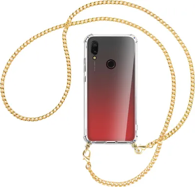 Produktbild von Handykette Backcover-Schutzhülle mit Band (Metall goldfarben) für Xiaomi Redmi 7 - goldfarbene Kette