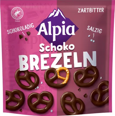 Image de Bretzels au chocolat Alpia Noir salé 140g